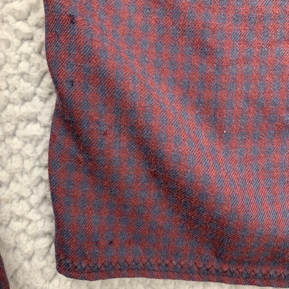 Vans Button Down Shirt Womens Small Burgundy Plaid Cropped Long Sleeve Flannel - Picture 5 of 8